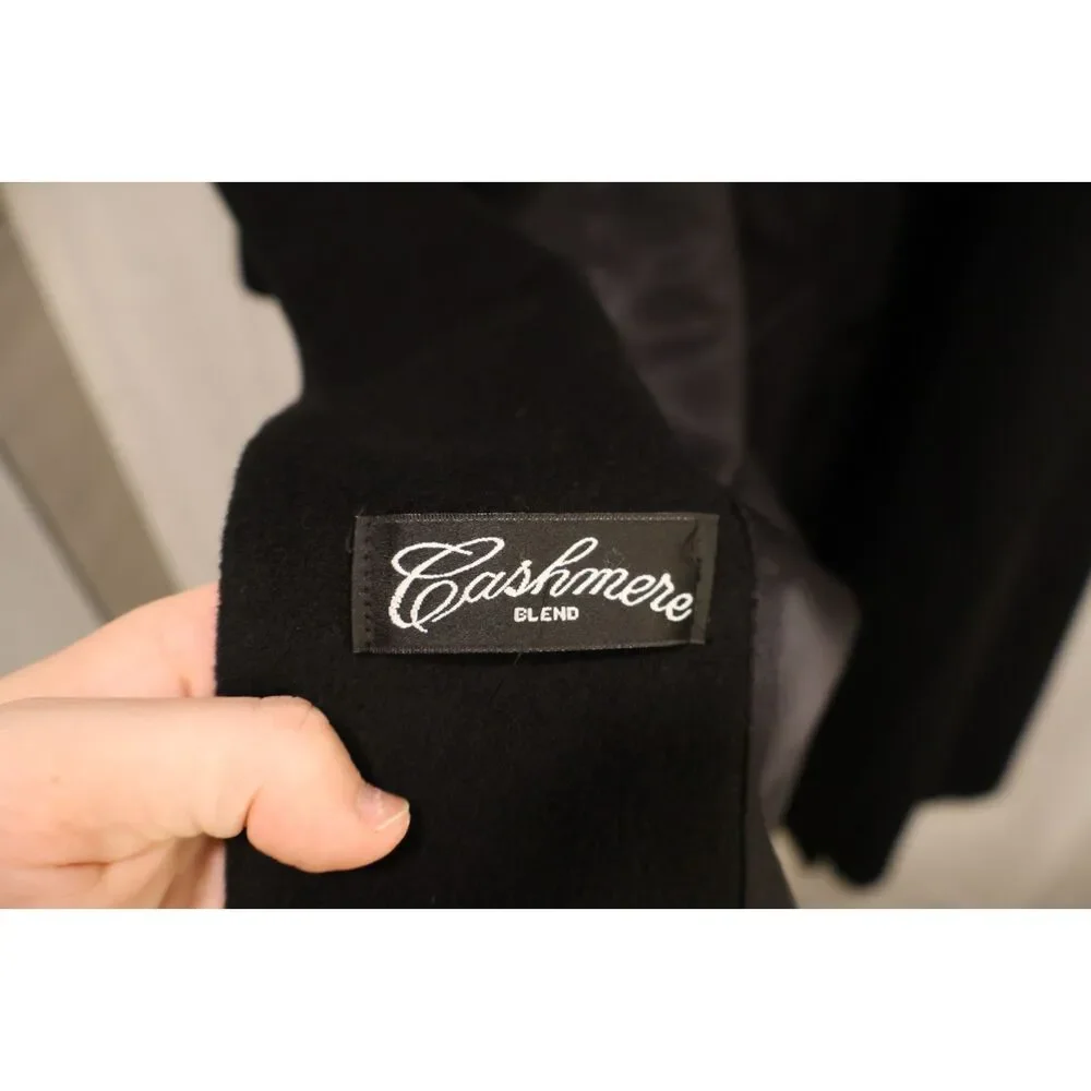VINTAGE Cashmere Long Black Women's Coat SIZE 6 $500+ - Picture 5 of 13